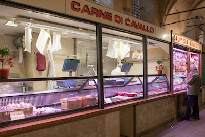 exterior of a butchers shop selling horse meat